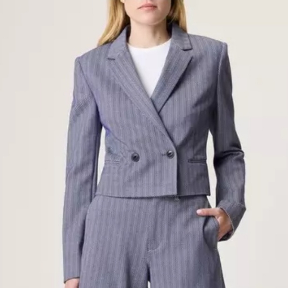 Size 0 - New Rag & Bone Purple Elvy Chevron Crop Blazer